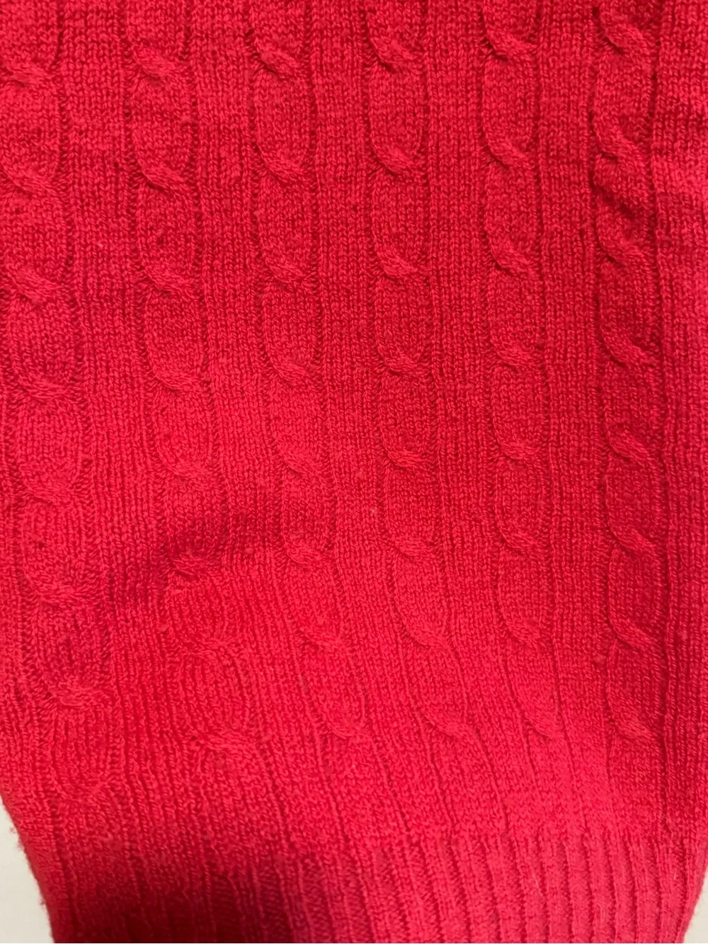 Vintage Lauren Ralph Lauren Red Cable Knit Throw Blanket Wool and Cashmere RLL